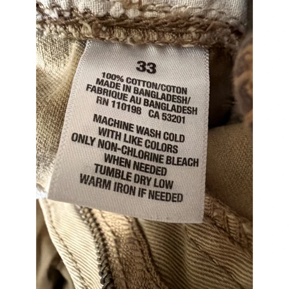 Aeropostale Mens Khaki Cargo Shorts Y2K baggy Paratrooper Thick Cotton Size 33